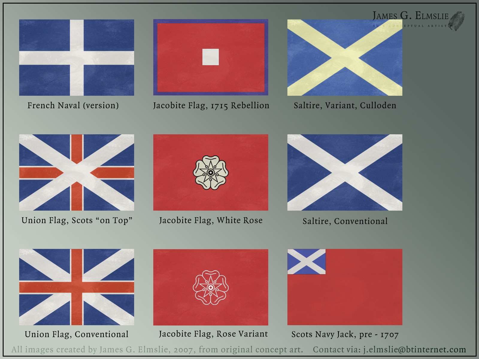  his work on ideas for flags and designs for the Highland Confederacy.